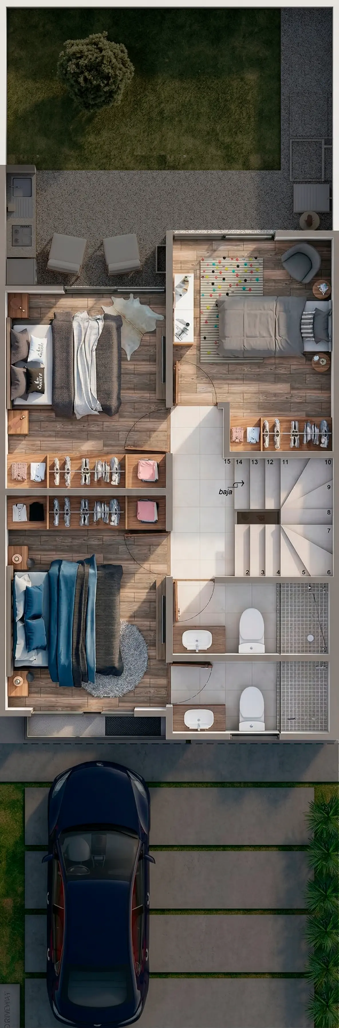 Plano arquitectónico de Planta Alta del modelo Berlín en San Luis Potosí