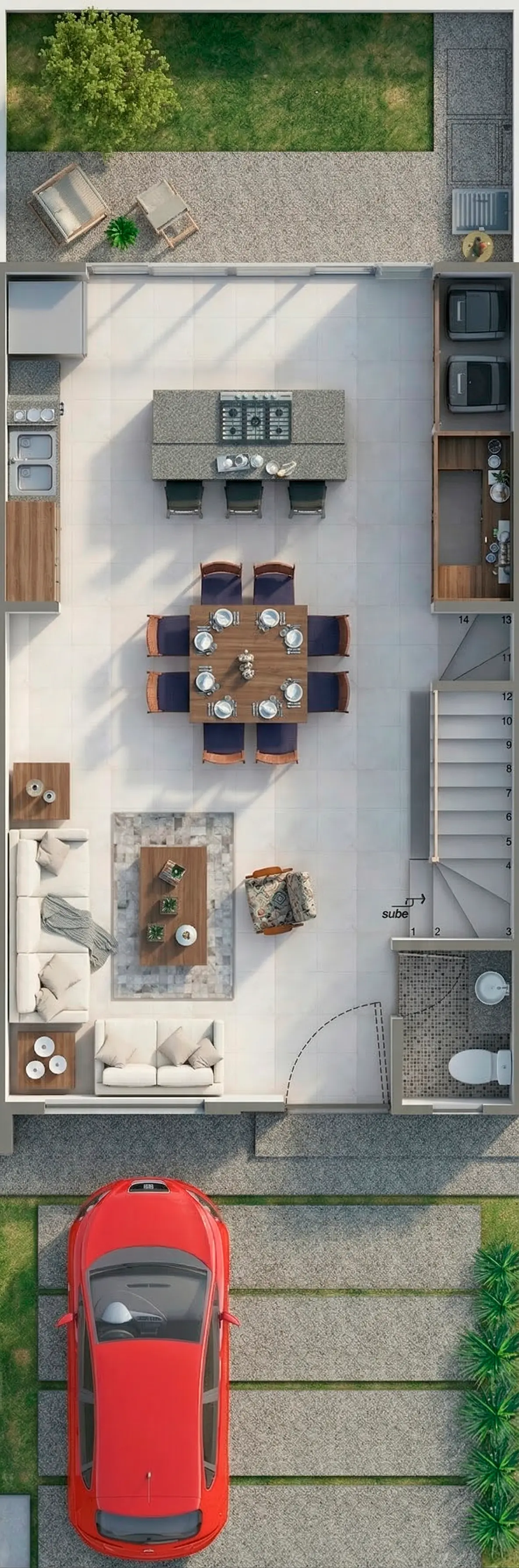 Plano arquitectónico de Planta Baja del modelo Praga con 2 hab.